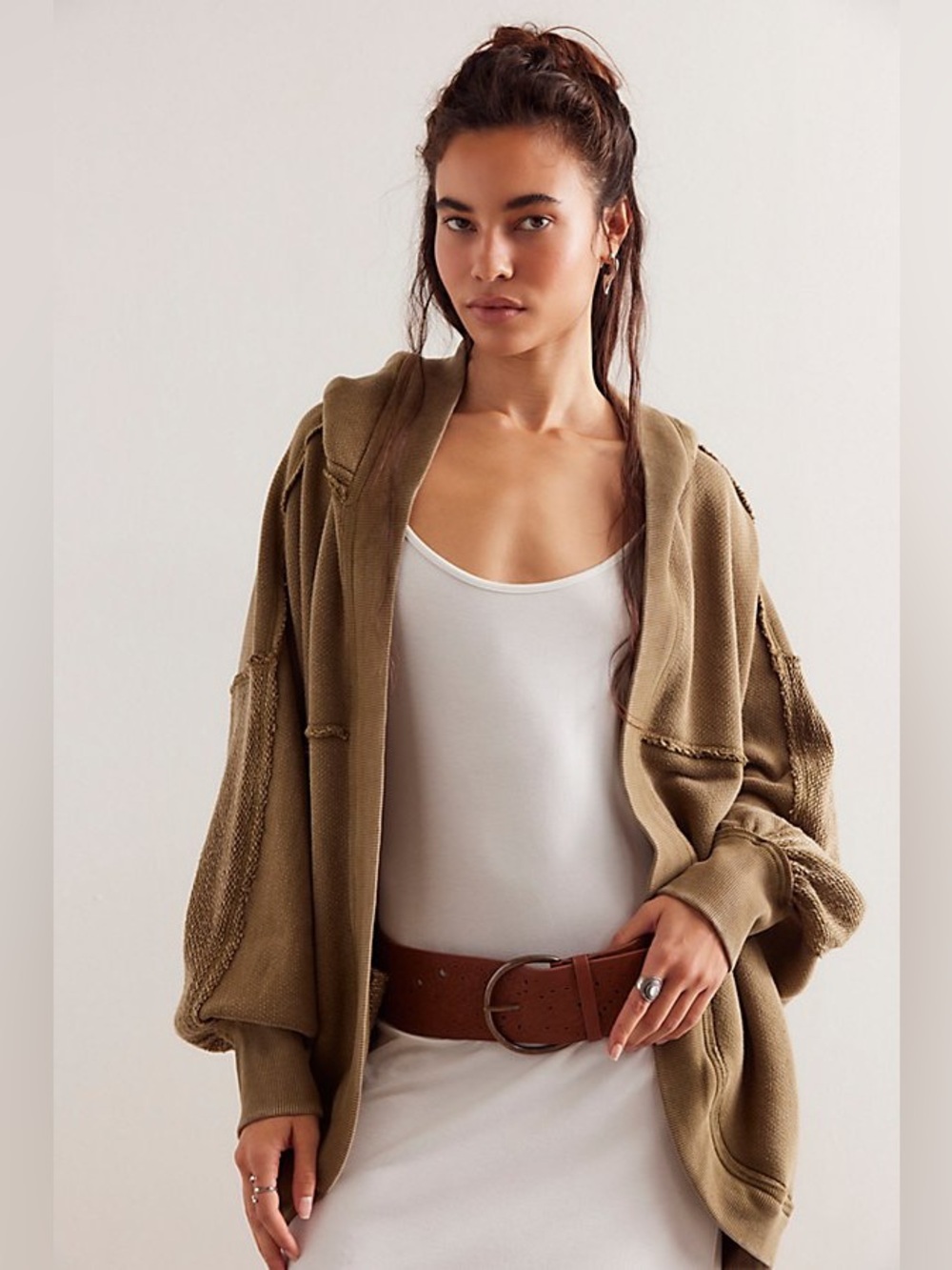 NWT Free People Forever Yours Cardigan Sweatshirt Adventurer Green